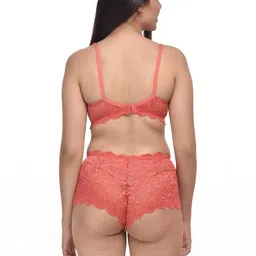 samvar Women Red,Green Net Bra Panty Set for Lingerie Set Undergarments Pack of 2 image 3