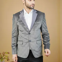 Wintage Geometric Printed Notched Lapel Single Breasted Blazer-image-14