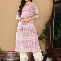 Varanga Abstract Printed Cotton A Line Kurta-image-0