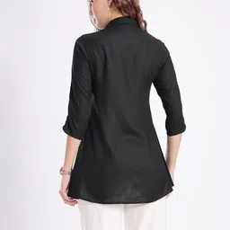 fusion by glitchez Shirt Collar Gathers A-line Kurti image 5