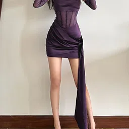 StyleCast Strapless Satin Ruched Bandeau Mini Dress image 3