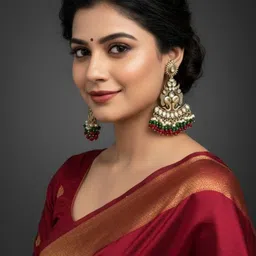 BFC - BUY FOR CHANGE Gold-Plated Kundan Studded And Beaded Teardrop Shaped Drop Earrings-picture-37