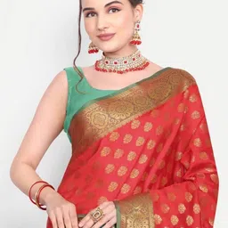 AKSH FASHION Red Silk Blend Sarees-picture-10