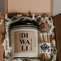 Aromatic Fables White Scented  Jar Candle & Elegant Glass Matchbox image 1