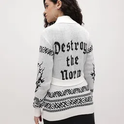 The Roadster Life Co. Geometric Self Design Cardigan with Belt image 2