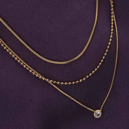 PALMONAS Gold-Plated Stainless Steel Layered Necklace image 3