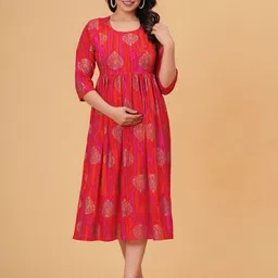 BAESD Floral Printed Maternity Fit & Flare Dress image 2