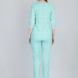 ANANDITA Floral Printed V-Neck Pure Cotton Top With Trouser image 5