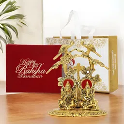 INTERNATIONAL GIFT Gold-Toned Lord Ganesha Goddess Laxmi Religious Idol Showpiece-picture-24