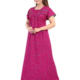 TRUNDZ Women Floral Printed Square Neck Maxi Nightdress image 3