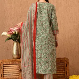 Anouk Mirage Women Ethnic Motifs Printed Regular Pure Cotton Kurta with Trousers & With Dupatta image 2
