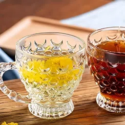 Dakshayanii Set Of 6 Transparent Crystal Clear Toughened Glass Tea Cups image 5