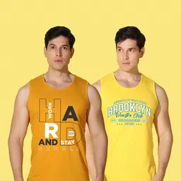 WOOSTRO Men Pack of 2 Typography Printed Round Neck Cotton Slim Fit Sports T-shirts image 5