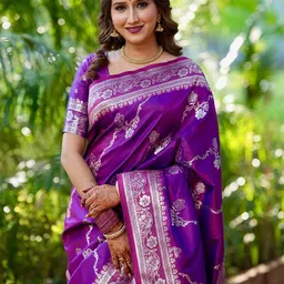 ELITE WEAVES Woven Design Zari Silk Blend Banarasi Saree-picture-28