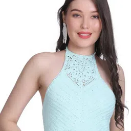 NYCRA Women Tie and Dye Halter Neck Cotton Crochet Crop Top-picture-34