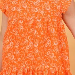 Creative Kids Floral Print Flutter Sleeve Georgette A-Line Dress image 2