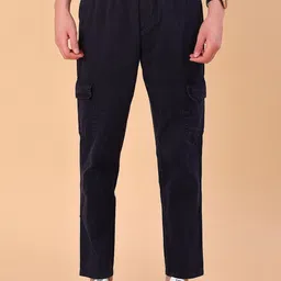 V-Mart Men Solid Twill Mid-Rise Cargo Trousers-picture-24