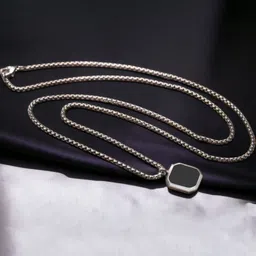 Omaya Jewels Mens Silver-Tone Square Pendants With Chains-picture-40