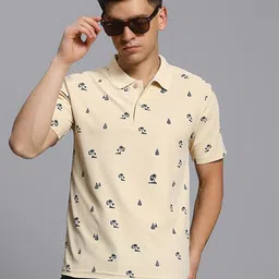 TIMBER HITCH Conversational Printed Polo Collar Cotton T-shirt-image-70