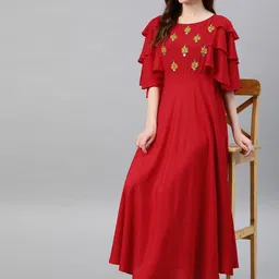 IKRASS Embroidered Flared Sleeve Empire Maxi Dress image 3