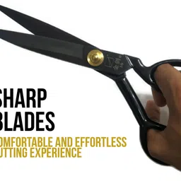 shuttle Tailoring Scissor Full Black with Rubber Handle | Professional Cloth Cutting Comfort Grip Sharp Edges with Golden Rivet (10 inch) Scissors image 4