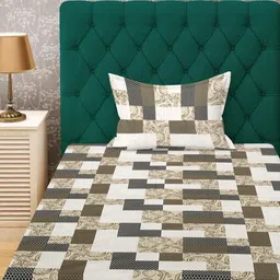 KLOTTHE Multicoloured Geometric 400 TC Single Bedsheet With 1 Pillow Covers image 5