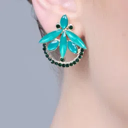 PUJVI Artificial Stones Studded And Beaded Contemporary Studs image 3
