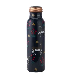 PENTADECO Navy Blue Single Copper Printed Water Bottle-1000 ml image 3