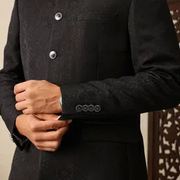House of Pataudi Ethnic Motifs Embroidered Mandarin Collar Jashn Ethnic Blazer image 2