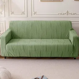 House Of Quirk Four Seater Jacquard Waterproof Crizzle Pattern Fabric Sofa Cover image 2