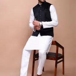 SHOWOFFFF Slim-Fit Mandarin Collar Nehru Jacket image 4