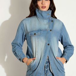 SASSAFRAS Women Washed Longline Denim Jacket-picture-37