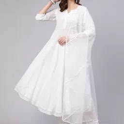 IkDaiya Women Floral Regular Pure Cotton Kurta with Trousers & With Dupatta image 1