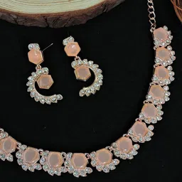 VATSALYA creation Rose Gold-Plated Artificial Stone Studded Jewellery Set-picture-26