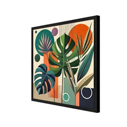 999Store Green & Orange Colored Leaves Printed Canvas Wall Art image 5