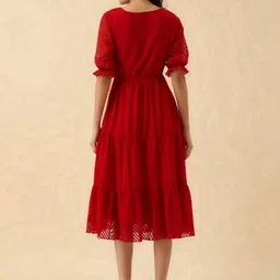 all about you Puff Sleeve Ruffled Crepe Fit & Flare Midi Dress image 2