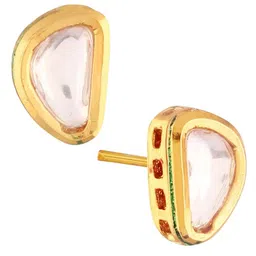 Anouk White Red Green Gold-Plated Kundan Studded Contemporary Studs image 5