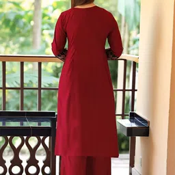 KALINI Plus Size Ethnic Motifs Yoke Design Thread Work Kurta & Palazzos With Dupatta image 4