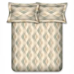 BOMBAY DYEING Beige Geometric Printed Cotton 120 TC Single Bedsheet 2.24 M X 2.54 M image 2