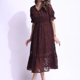 all about you Flared Sleeve Jacquard Fit & Flare Midi Dress image 5