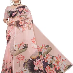 KAVYA FASHION Floral Printed Saree with Blouse Piece image 2