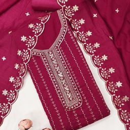 Panzora Embroidered Floral Embroidered Thread Work Unstitched Dress Material-picture-18