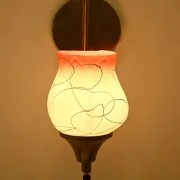 1ST TIME Orange & White Printed Glass Traditional Cylinder Shaped Wall Lamp image 3