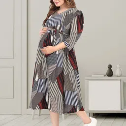 MomsBae Print Maternity A-Line Midi Dress image 2