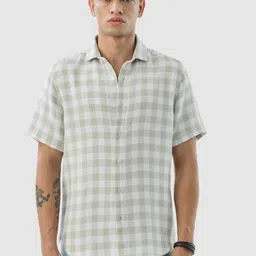 Snitch Men Slim Fit Gingham Checks Checked Casual Shirt image 4