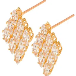 N3VO Rose Gold-Plated Diamond Shaped Artificial Stones Studded Studs-picture-10