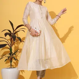 KALINI Women Empire Chanderi Cotton Kurta with Trousers-picture-13