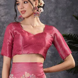 Mitera Floral Printed Zari Banarasi Saree image 2