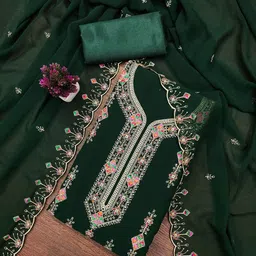 HERE&NOW Embroidered Silk Georgette Unstitched Dress Material-picture-37
