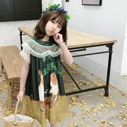 StyleCast x Revolte Girls Tropical Printed Round Neck Gathered or Pleated A-Line Dress-picture-49